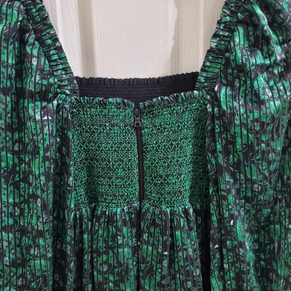 ALICE + OLIVIA Smocked Green Floral Long Sleeve Mini Dress Size XS - Picture 7 of 13